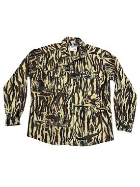 Vintage Rattlers Brand Ducks Unlimited Camouflage Chamois Shirt Made In USA Size